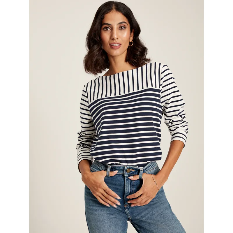 Joules Harbour Long Sleeve Top - Cream Hotch Potch Stripe-1